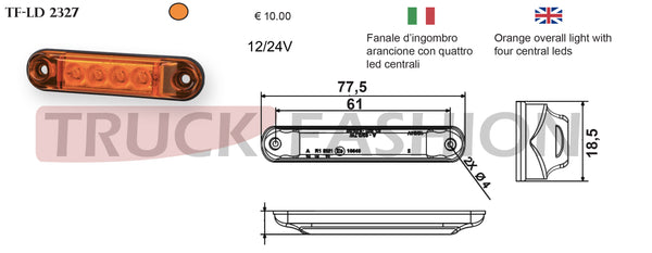 ADDITIONAL ORANGE LIGHT WITH 4 CENTRAL LEDS - Truck Fashion