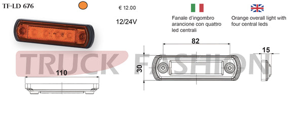 ADDITIONAL ORANGE LIGHT WITH 4 CENTRAL LEDS - Truck Fashion
