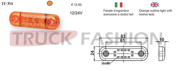 ADDITIONAL ORANGE LIGHT WITH 12 LEDS - Truck Fashion