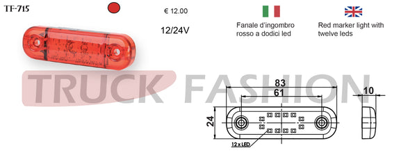 ADDITIONAL RED LIGHT WITH 12 LEDS - Truck Fashion