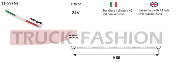 ITALIAN FLAG WITH 42 LEDS WITH SUCTION CUPS - Truck Fashion