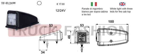 ADDITIONAL WHITE LIGHT FOR OVER CABIN 3 LEDS - Truck Fashion