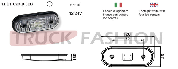 ADDITIONAL WHITE REFLECTING LIGHT WITH 4 CENTRAL LEDS - Truck Fashion