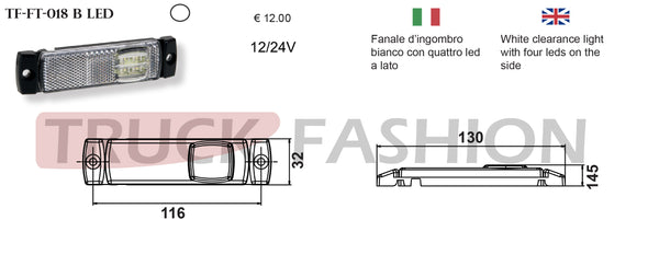 ADDITIONAL WHITE REFLECTING LIGHT WITH 4 LATERAL LEDS - Truck Fashion