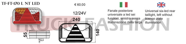 UNIVERSAL LEFT TAILLIGHT WITHOUT TARGET PLATE ILLUMINATION - Truck Fashion