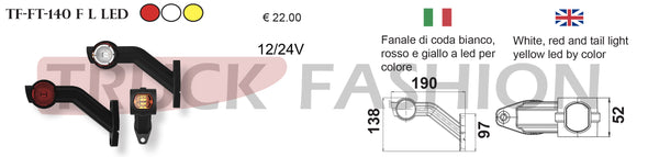 WHITE,RED AND YELLOW TAIL LED LIGHT COLOURED - Truck Fashion