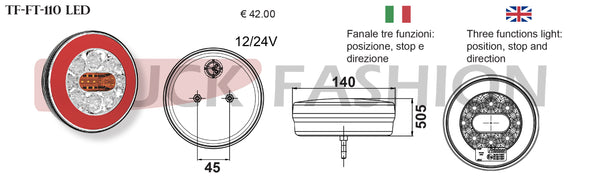 THREE FUNCTIONS LIGHT: POSITION, STOP AND DIRECTION - Truck Fashion