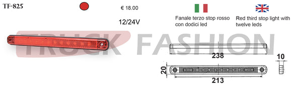 REFLECTING RED THIRD STOP LIGHT WITH 12 LEDS - Truck Fashion