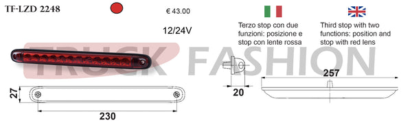 THIRD STOP WITH TWO FUNCTIONS: POSITION AND STOP WITH RED LENS - Truck Fashion