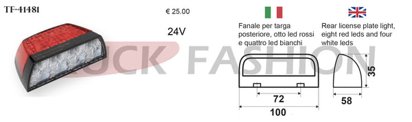 REAR TARGET PLATE LIGHT WITH 8 RED AND 4 WHITE LEDS - Truck Fashion