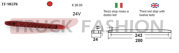 THIRD STOP RED LIGHT WITH 12 LEDS - Truck Fashion